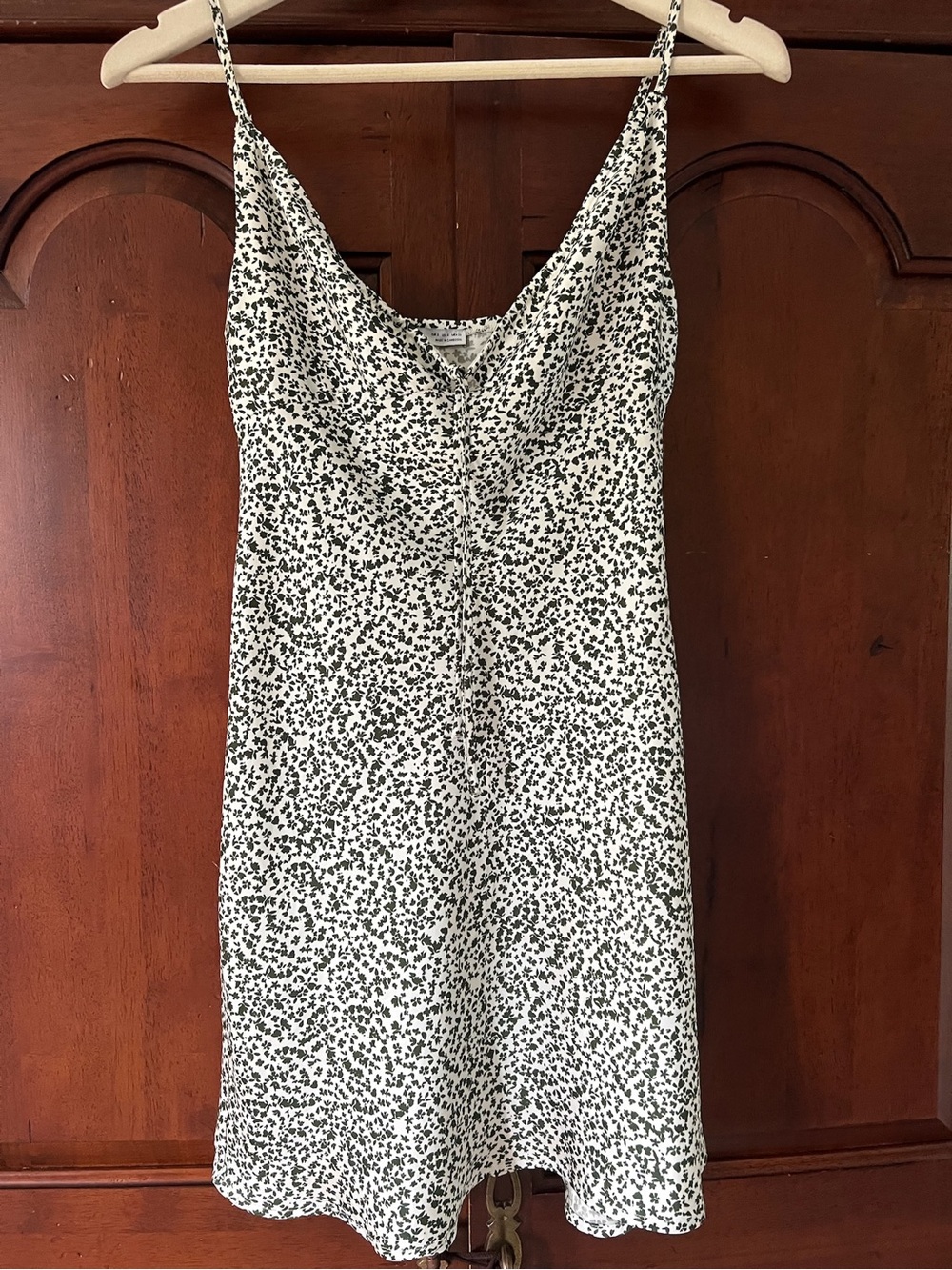 Bershka green and white floral mini dress with front tie
